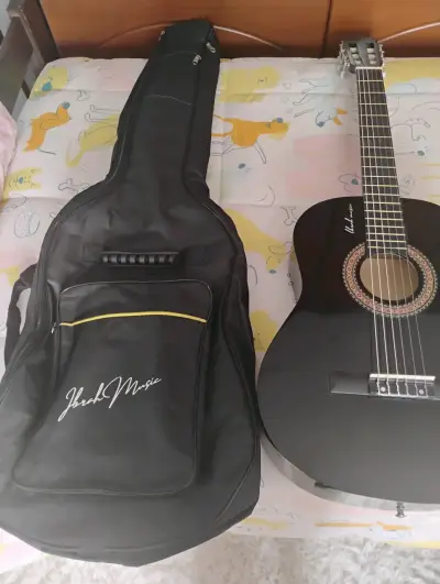Guitarra acústica negra con funda Jbresh Music - miniatura 1