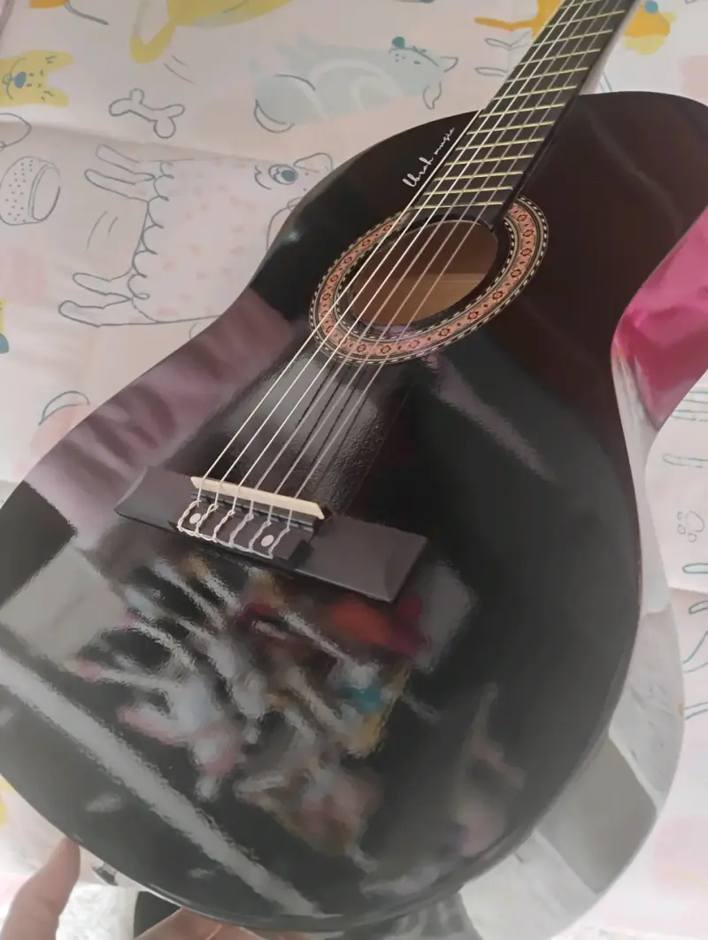 Guitarra acústica negra con funda Jbresh Music - 2