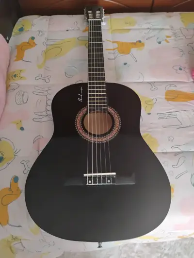 Guitarra acústica negra con funda Jbresh Music - miniatura 4