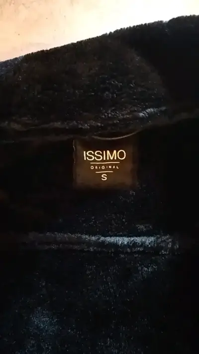 Chaqueta de cuero negro con forro de piel Issimo - miniatura 4