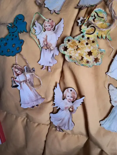 Adornos navideños de ángeles vintage - miniatura 1
