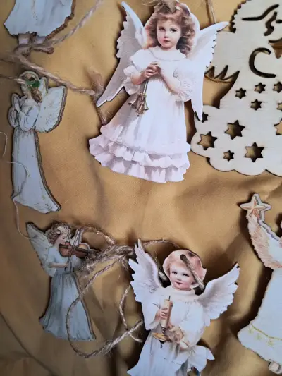 Adornos navideños de ángeles vintage - miniatura 2