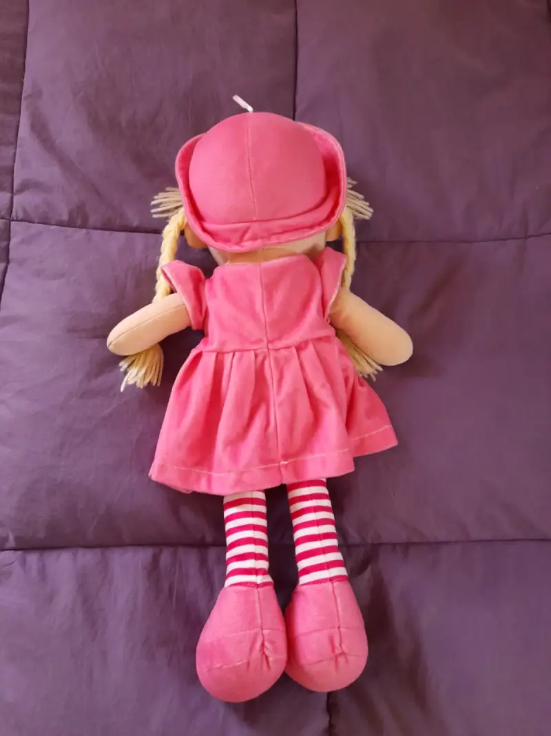 Muñeca de trapo con vestido rosa - 2