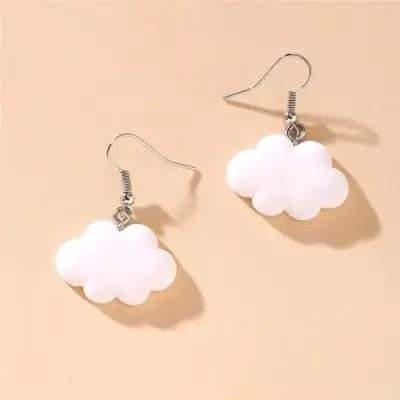 Aros colgantes de nube blancos - miniatura 1