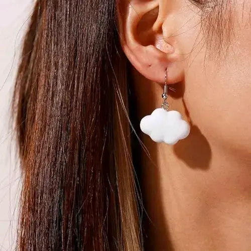 Aros colgantes de nube blancos - 2