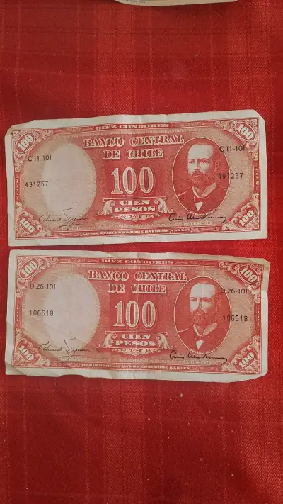 Billetes antiguos de 100 Pesos Chilenos - miniatura 2