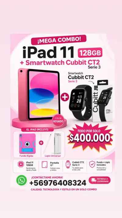 Combo iPad 11 128GB y Smartwatch Cubbit CT2 - miniatura 1