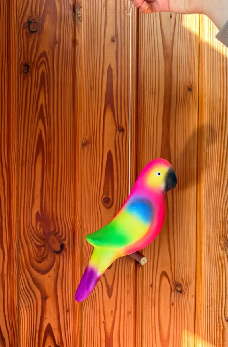 Perico decorativo colgante multicolor de cerámica - 3