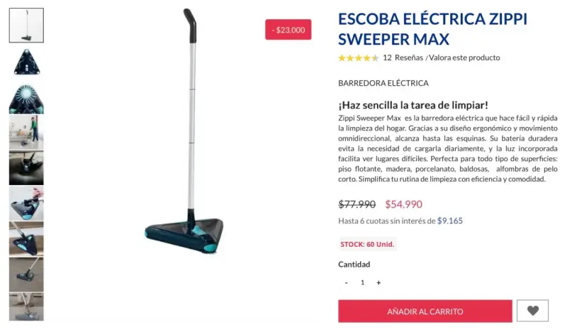 Escoba eléctrica recargable azul. - 4