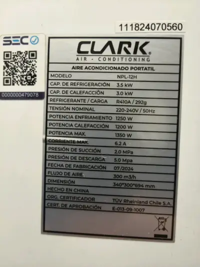 Aire acondicionado portátil Clark con control remoto - miniatura 3