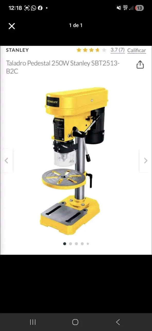 Taladro de pedestal Stanley 250W amarillo - 1