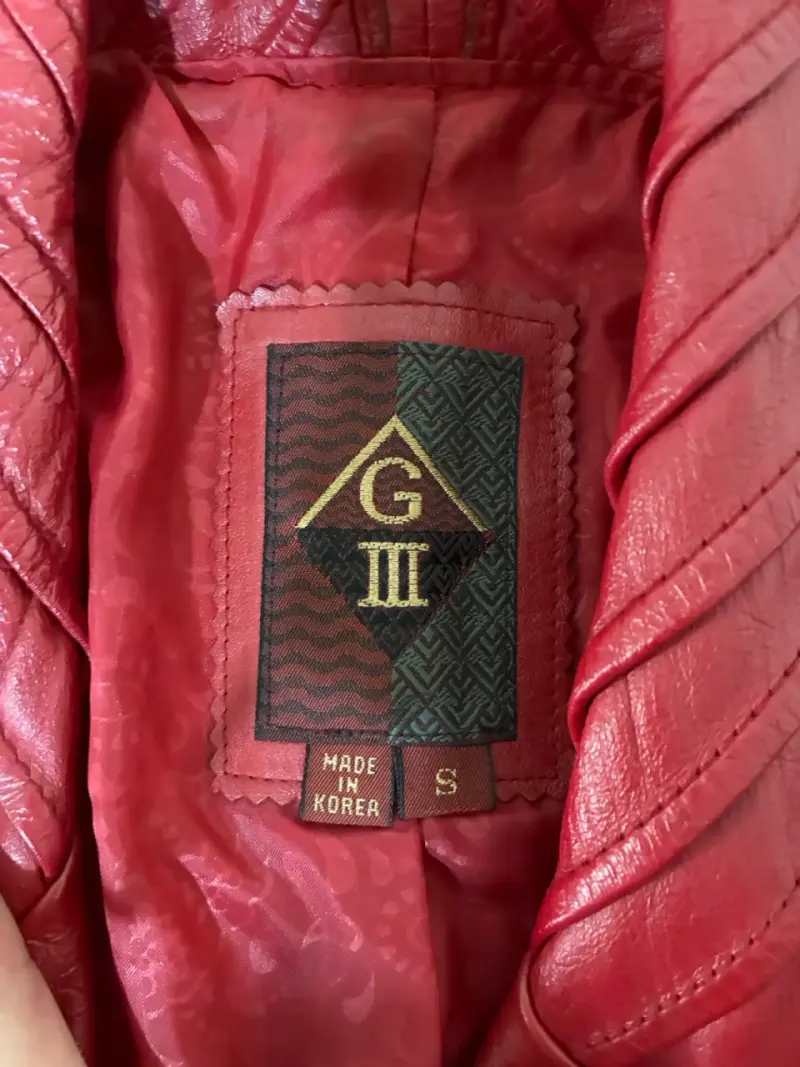 Abrigo largo de cuero genuino rojo vintage talla S - 2
