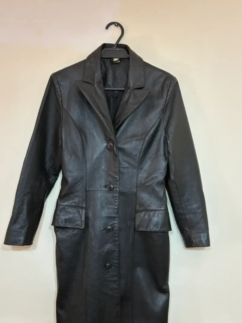 Abrigo largo efecto cuero Vintage Talla S - 1