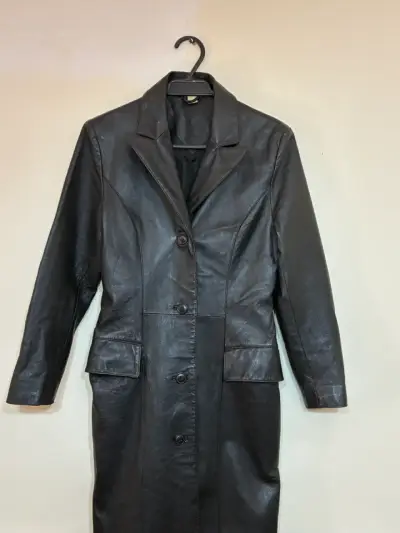 Abrigo largo efecto cuero Vintage Talla S - miniatura 1