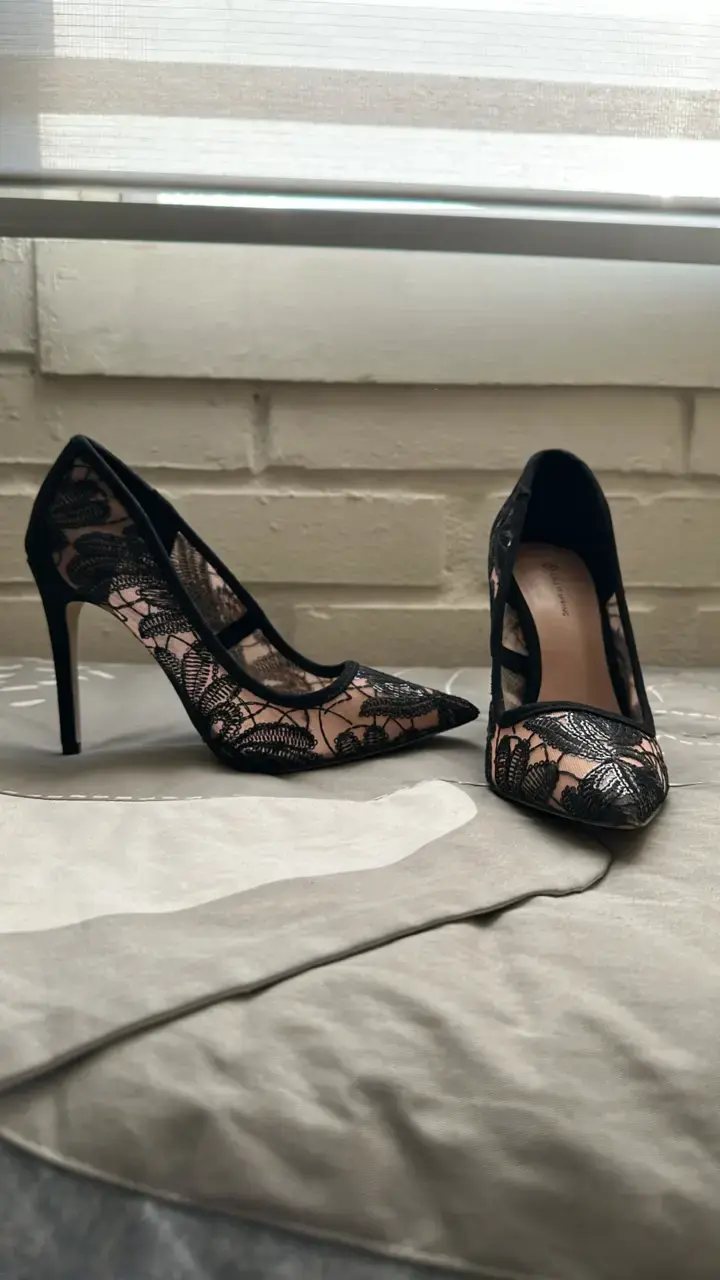 Tacones de encaje negro elegante 37 - 1
