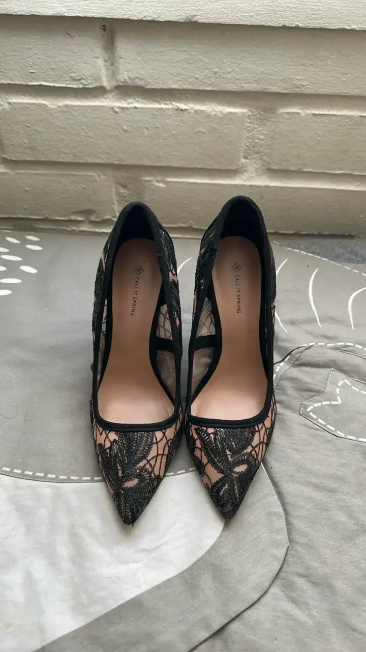 Tacones de encaje negro elegante 37 - 2
