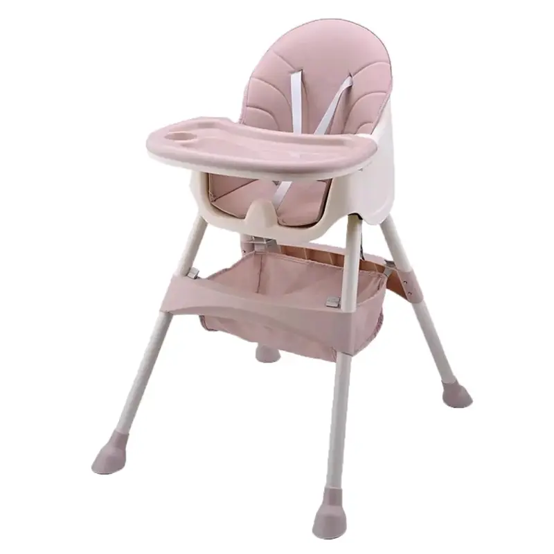 Silla de comer para bebé rosa plegable
