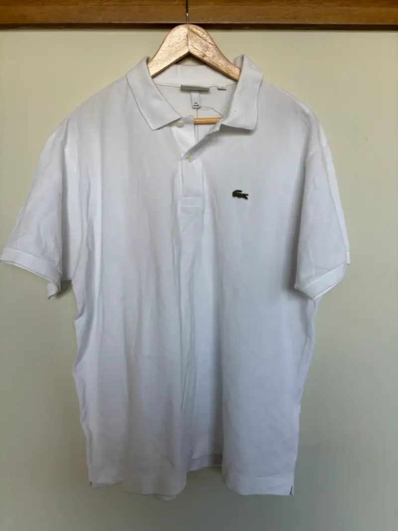 Polera polo blanca Lacoste para hombre 2XL