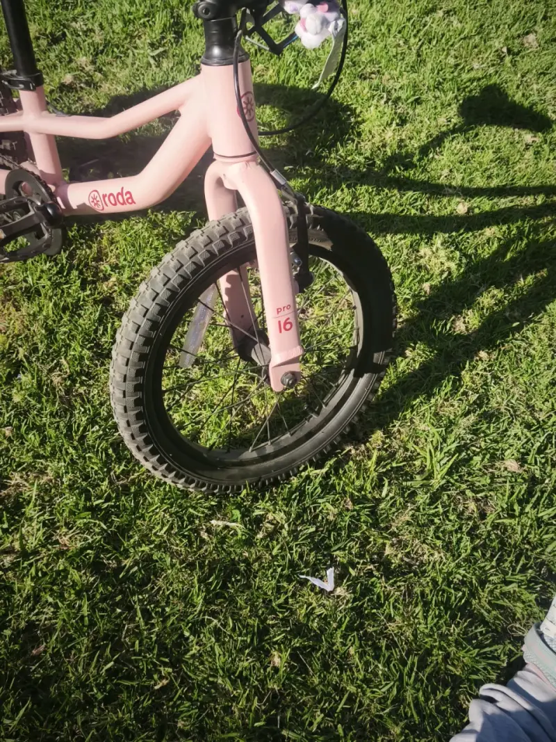 Bicicleta infantil rosa con ruedas de apoyo - 3