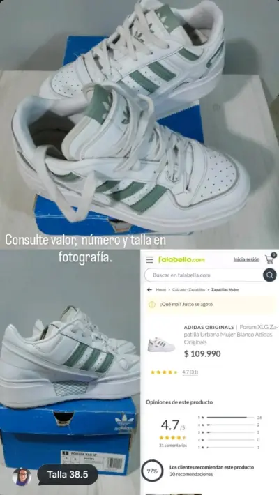 Zapatillas Adidas Forum XLG blancas y verdes - miniatura 1