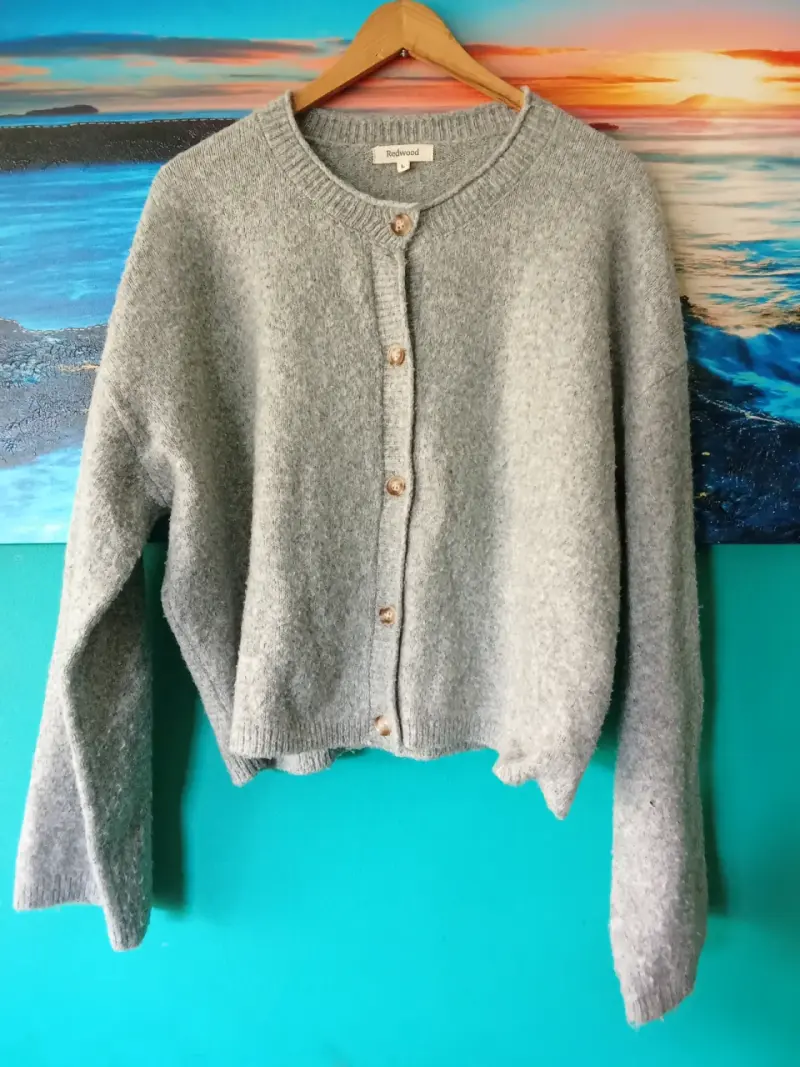 Cardigan gris de lana Redwood