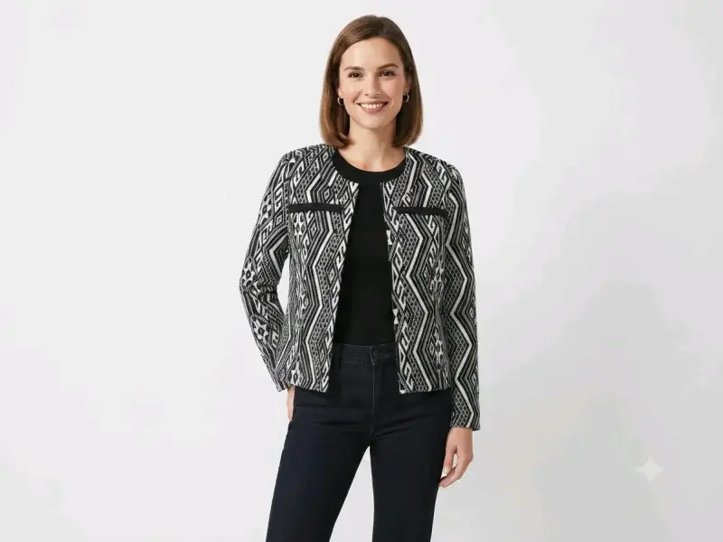 Chaqueta étnica en blanco y negro - 2