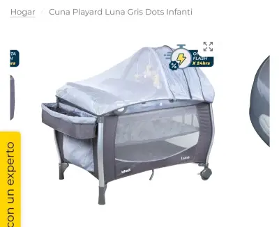 Cuna Playard Luna Gris con Dots Infanti - miniatura 1