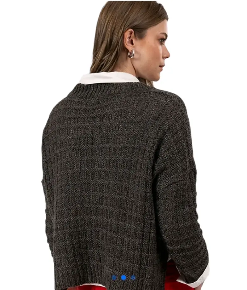 Suéter de lana gris oscuro para mujer Lolita pocke - 2