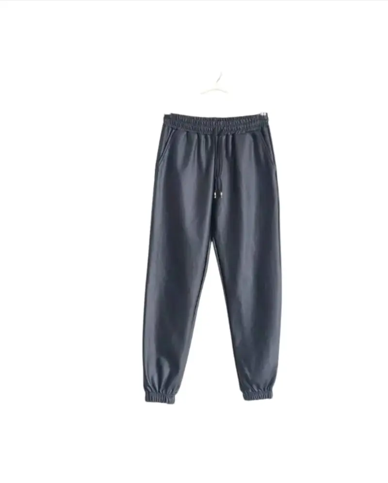 Pantalones jogger negros de cuero sintético - 4
