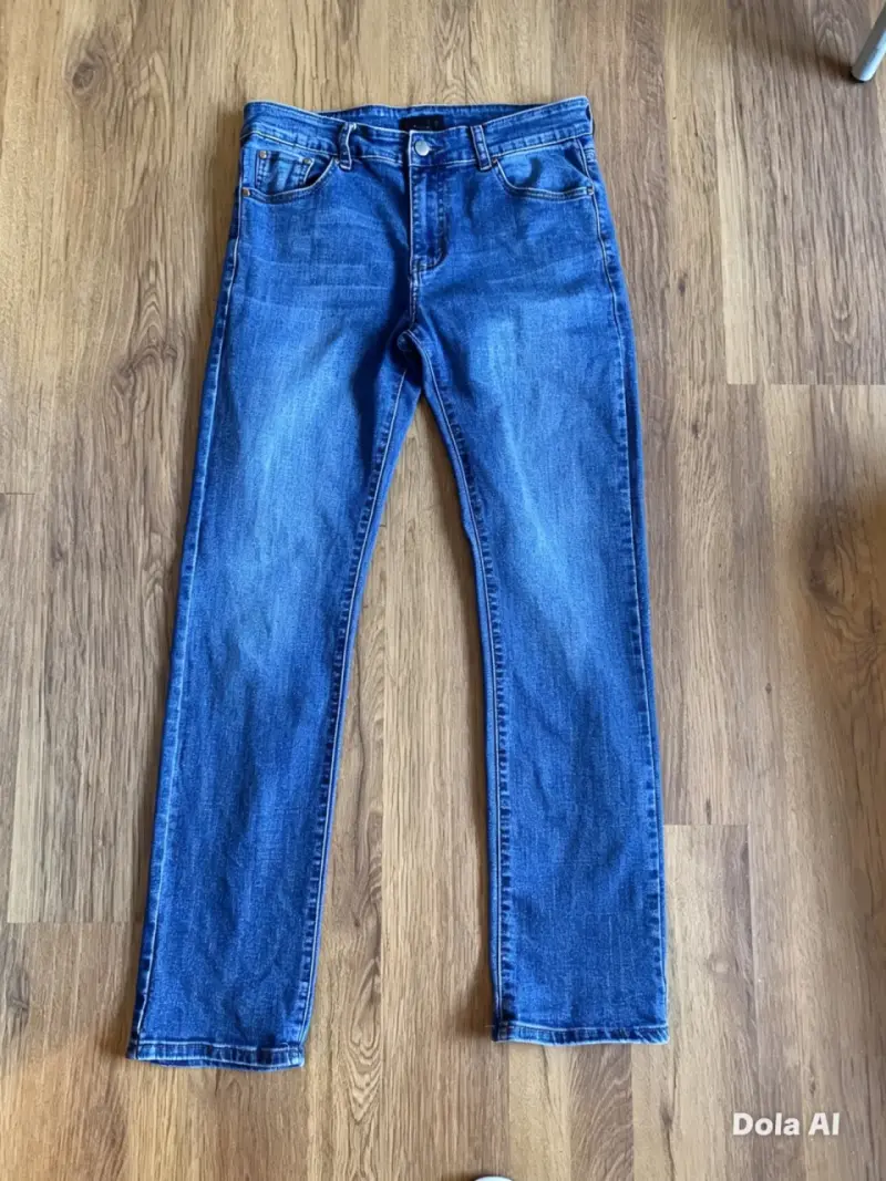 Jeans Double Q Azul Corte Recto – Buen Estado - 1