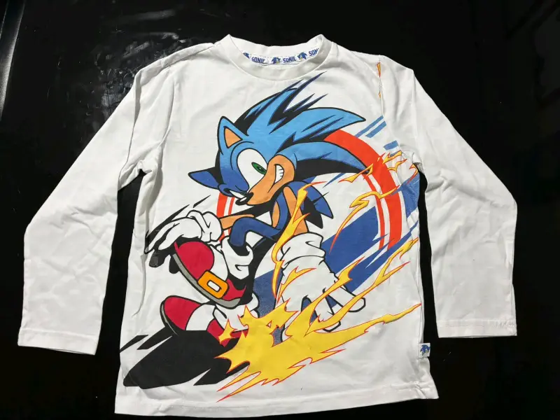 Polera manga larga Sonic blanca para niños