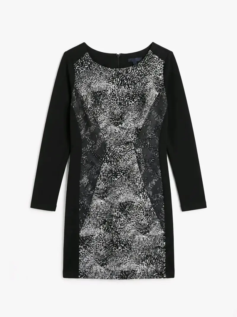 Vestido negro con estampado animal print talla 42 - 1
