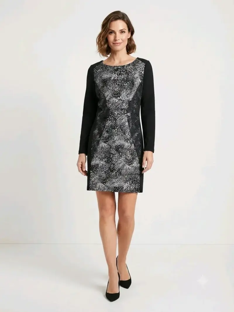 Vestido negro con estampado animal print talla 42 - 2