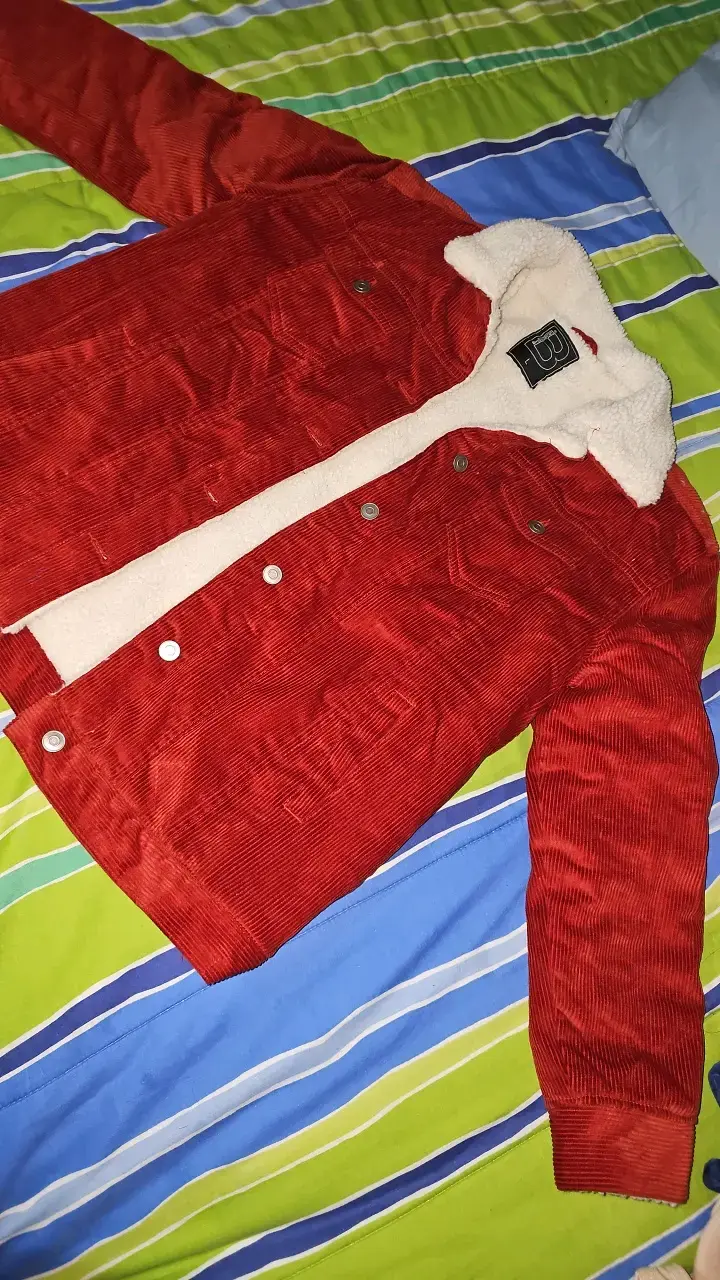 Chaqueta de cotele roja con forro de lana - 1