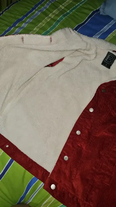 Chaqueta de cotele roja con forro de lana - miniatura 2