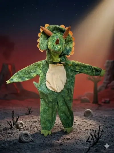 Disfraz infantil de dinosaurio triceratops - miniatura 1