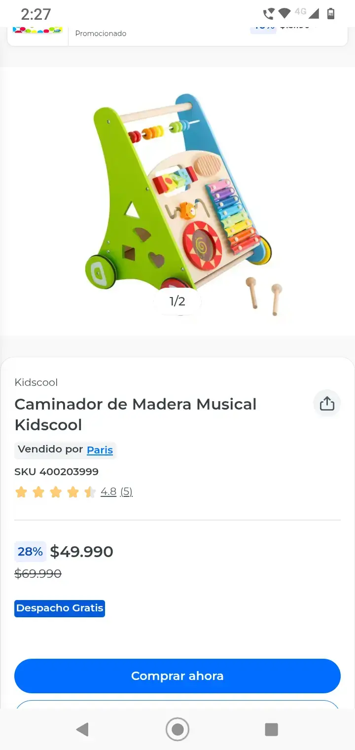 Caminador de madera musical Kidscool - 1