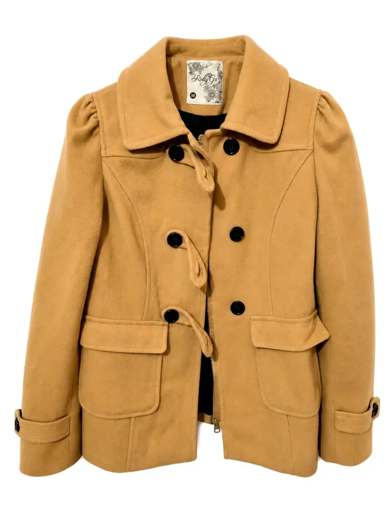 Abrigo camel de lana con botones Rolly Go - 1