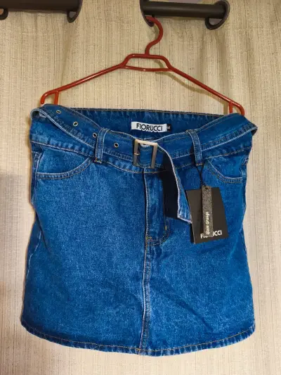 Falda de mezclilla Fiorucci azul con cinturón - miniatura 1