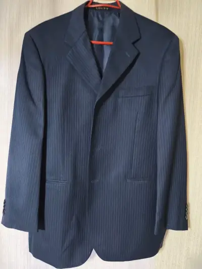 Traje formal azul a rayas para hombre - miniatura 2