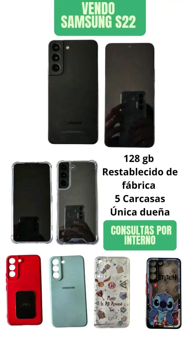 Samsung S22 128GB con 5 carcasas