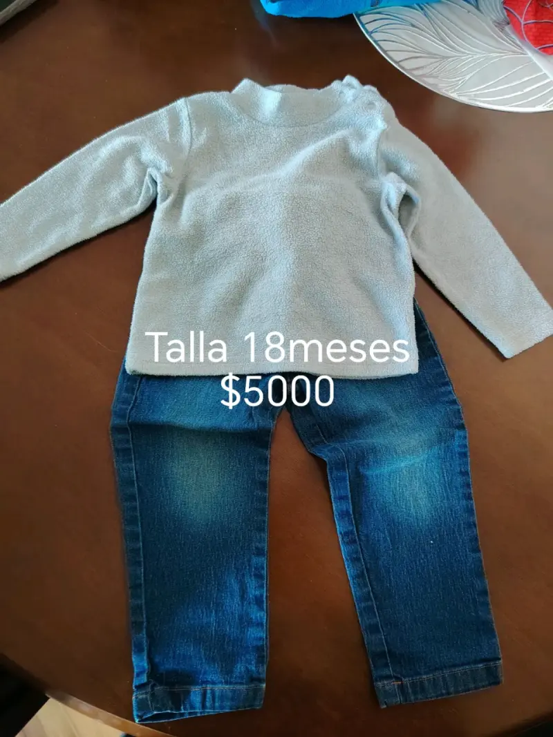 Conjunto de bebé tejido y jeans talla 12 meses - 2
