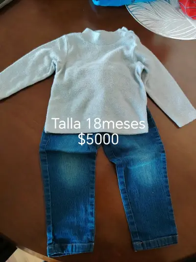 Conjunto de bebé tejido y jeans talla 12 meses - miniatura 2
