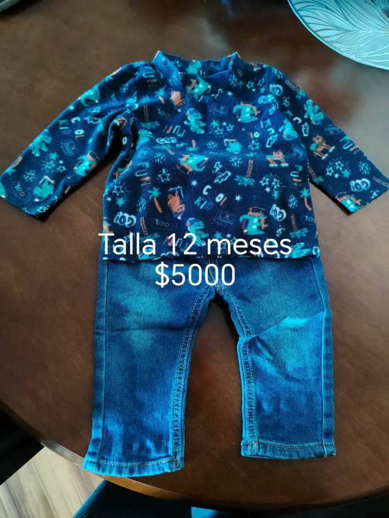 Conjunto de bebé tejido y jeans talla 12 meses - 3