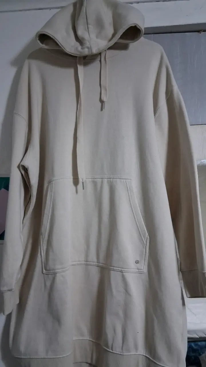 Polerón crema  con capucha unisex - 2