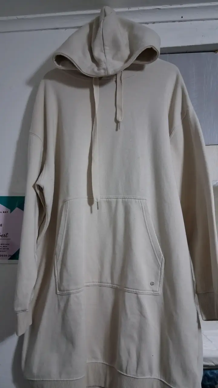 Polerón crema  con capucha unisex - 4