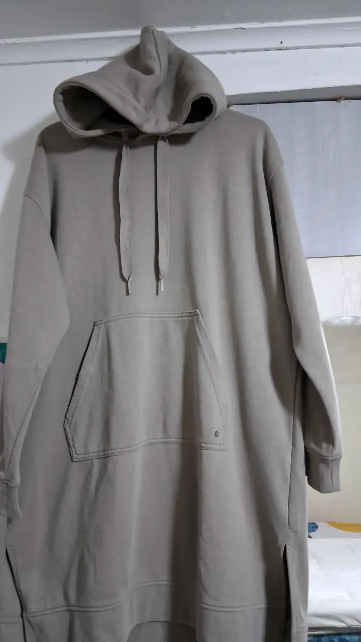 Polerón crema  con capucha unisex - 5