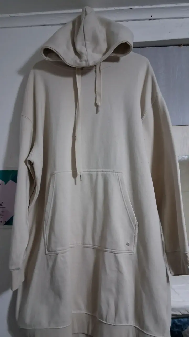 Polerón crema  con capucha unisex - 6