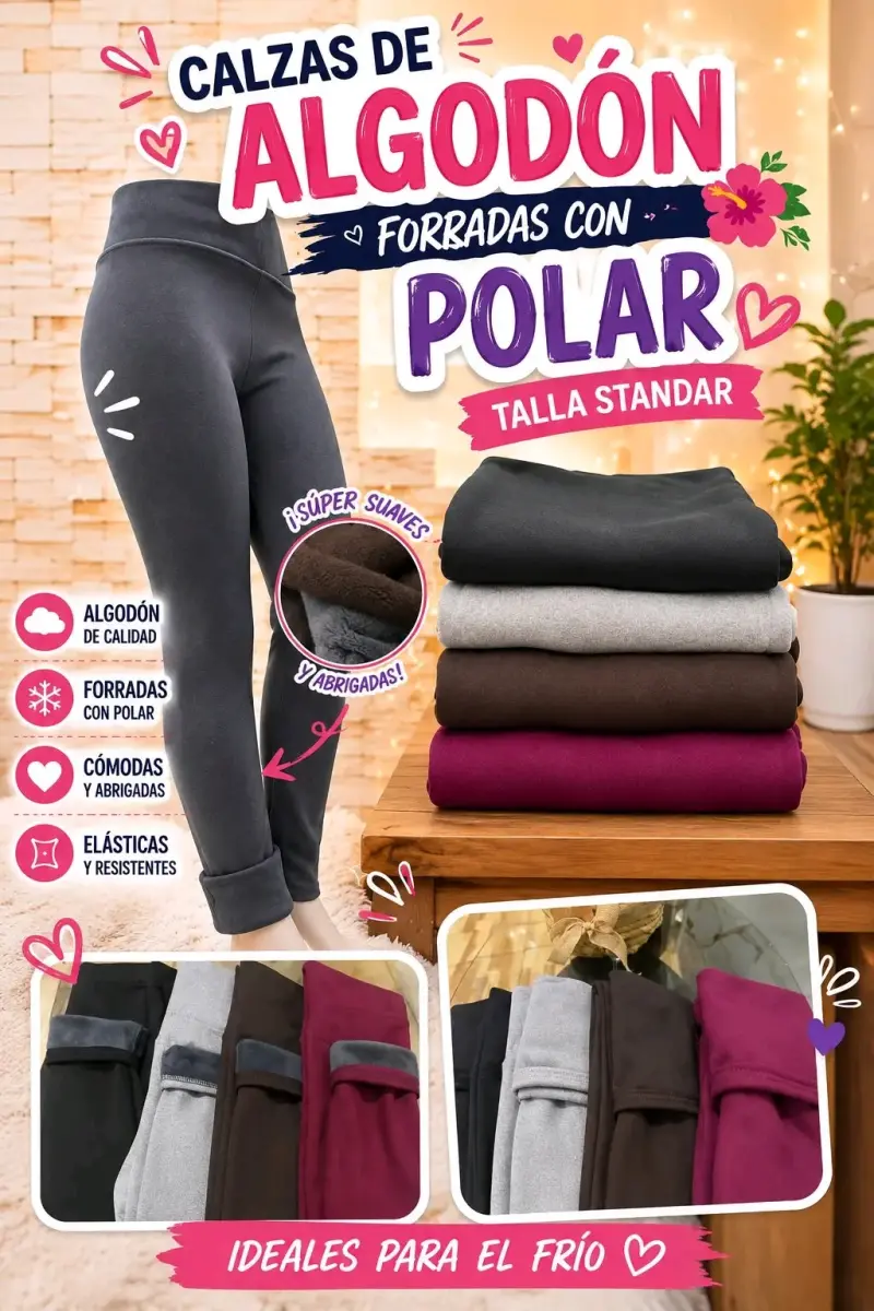 Calzas de algodón forradas con polar