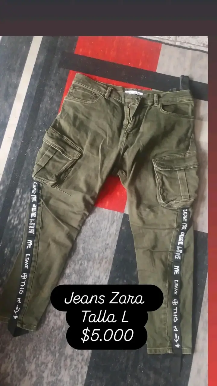 Jeans cargo Zara verde militar talla L